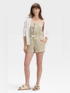 Universal Thread SZ Large Khaki Green Playsuit Utility Button Front Casual NWT
